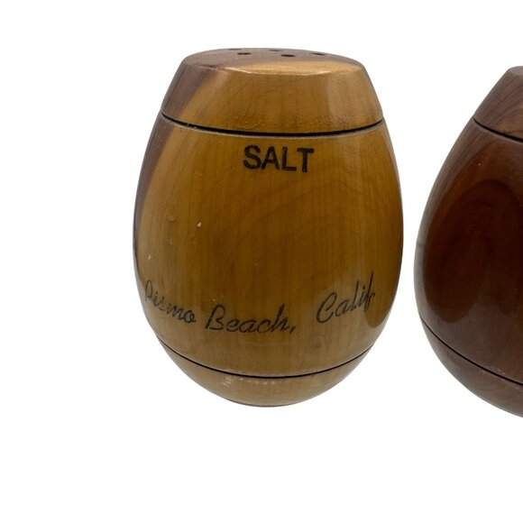 Vintage Handcrafted Wooden Salt & Pepper Shakers From Pismo Beach Calif - Picture 2 of 5